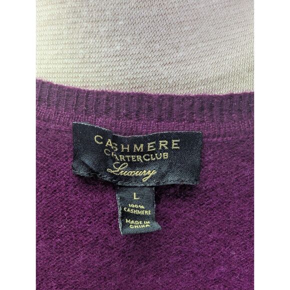 100% Cashmere long sleeve v neck sweater plum size large - Picture 9 of 9